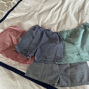 4 pair of lightweight elastic waistband seersucker and gingham shorts